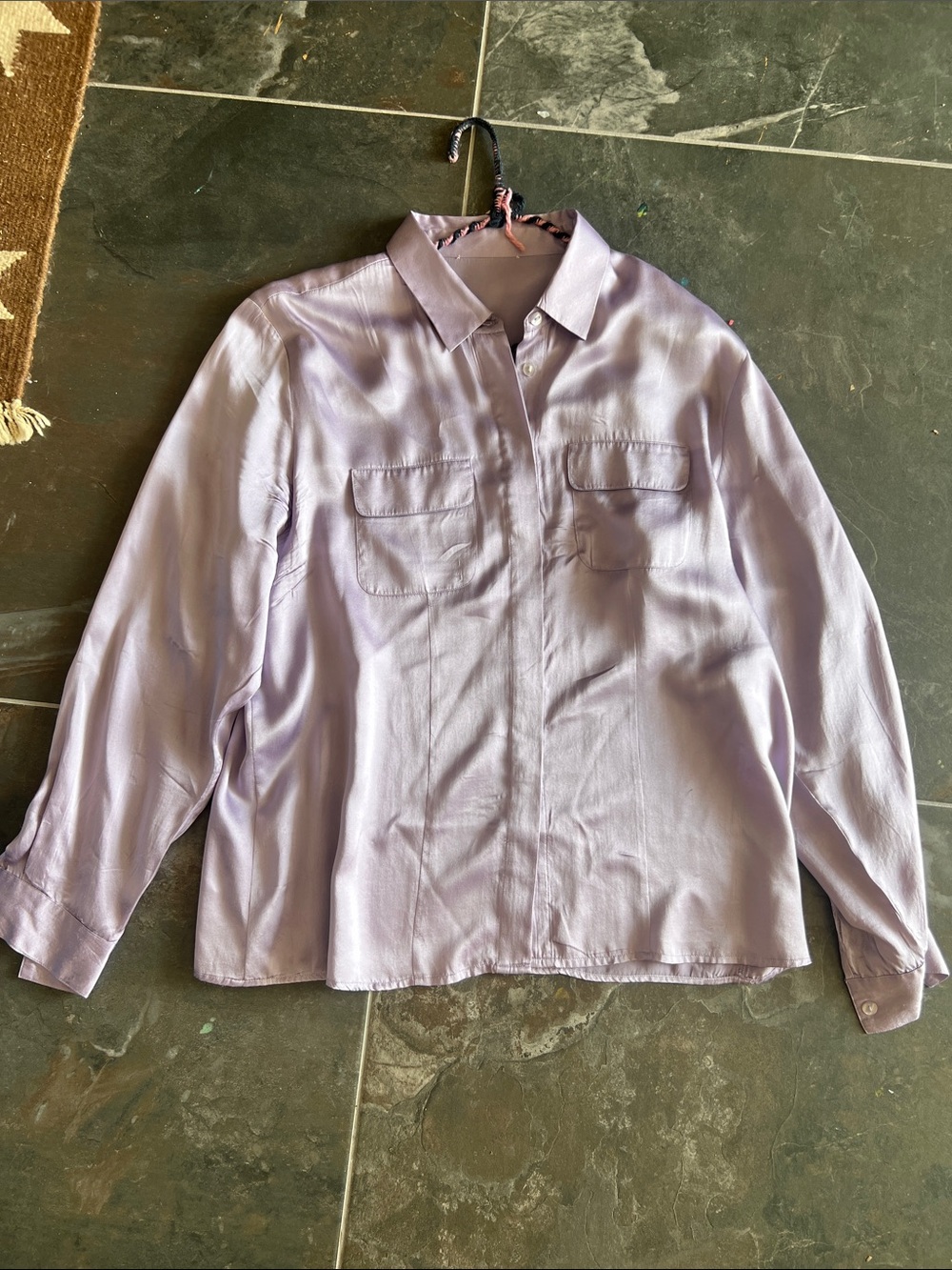 Silk Lavender Button-Up Shirt